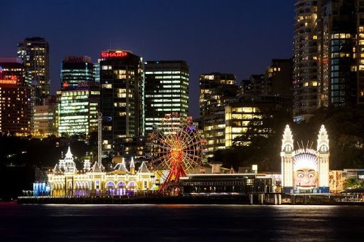 Luna Park Amusement Park at Night