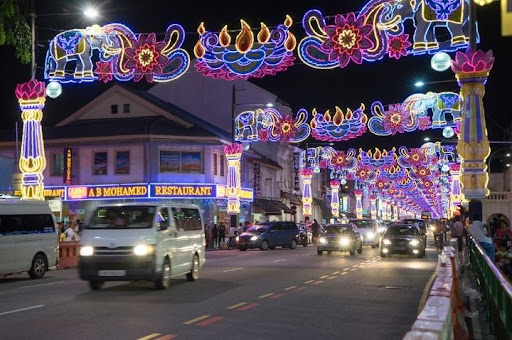 Colorful Decoration on Deepavali in Singapore