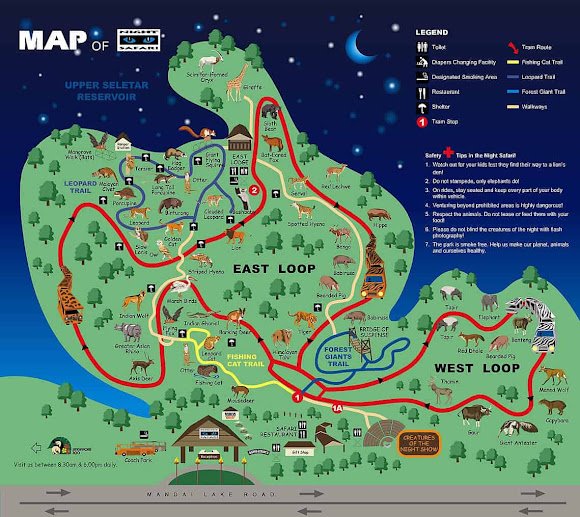 Geographical zone of Singapore Zoo Night Safari Tour