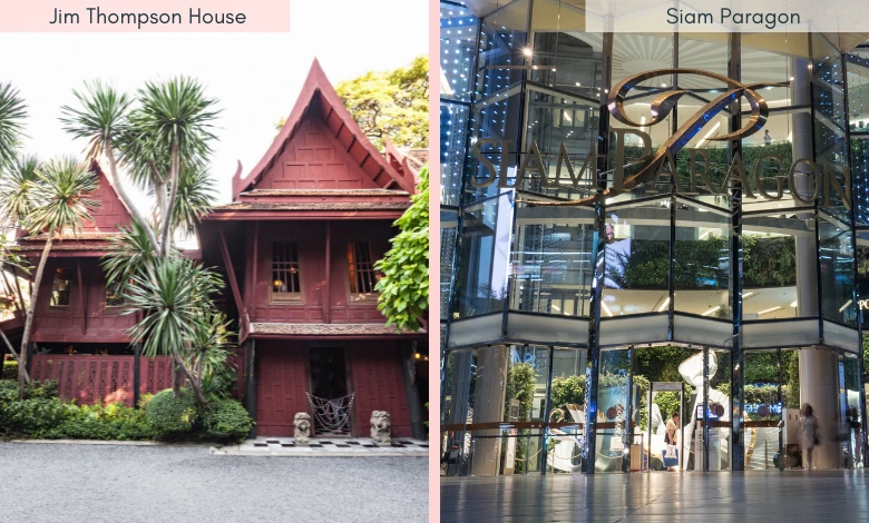 Jim Thompson House and Siam Paragon in Bangkok