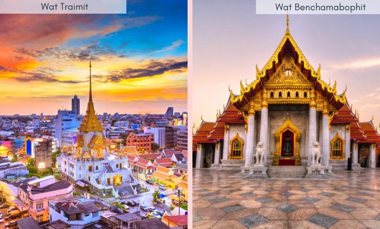 Wat Traimit and Wat Benchamabophit in Bangkok