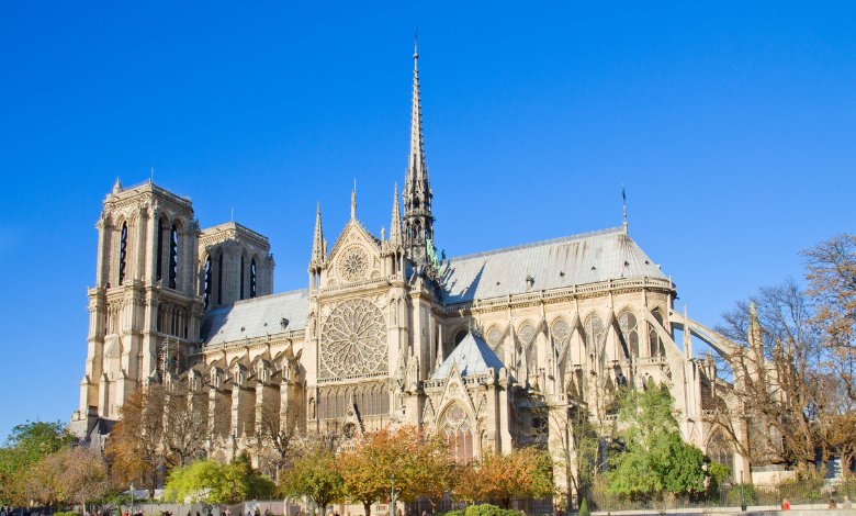 Exterior view of Notre Dame Cathedral in Paris