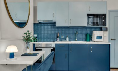 fully-equipped kitchen at serviced apartment 
