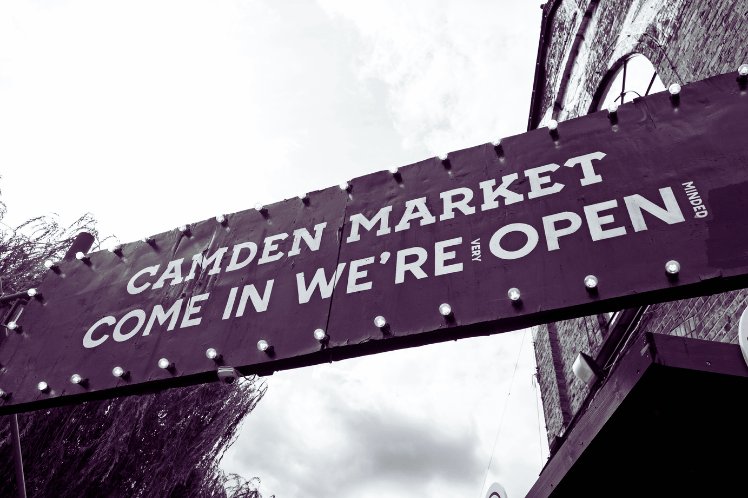 Camden market welcome post