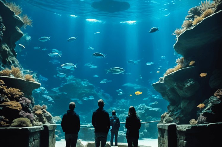 Blue Reef Aquarium with people visiting