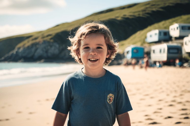 Crantock Beach Holiday Park with kid smiling