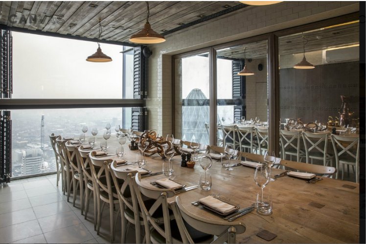 Interiors View of Duck & Waffle Restaurant With Tables and Cutllery