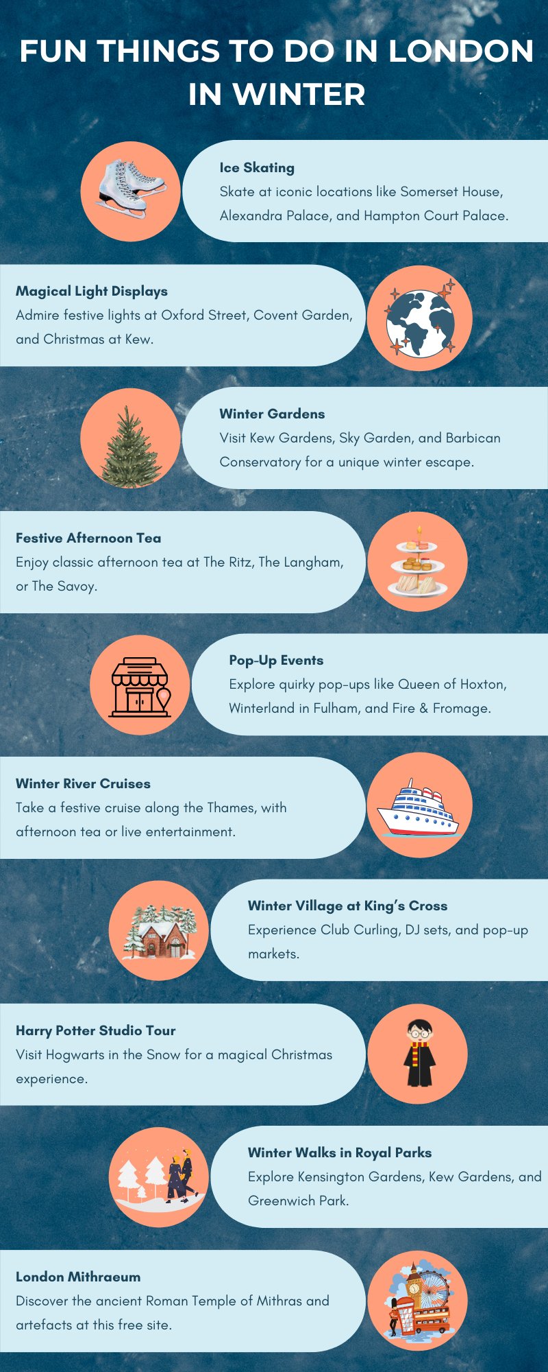 Things to do in London in winter infographic