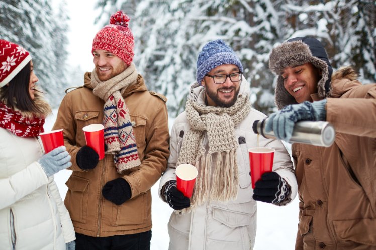 people shaing coffee in cold season