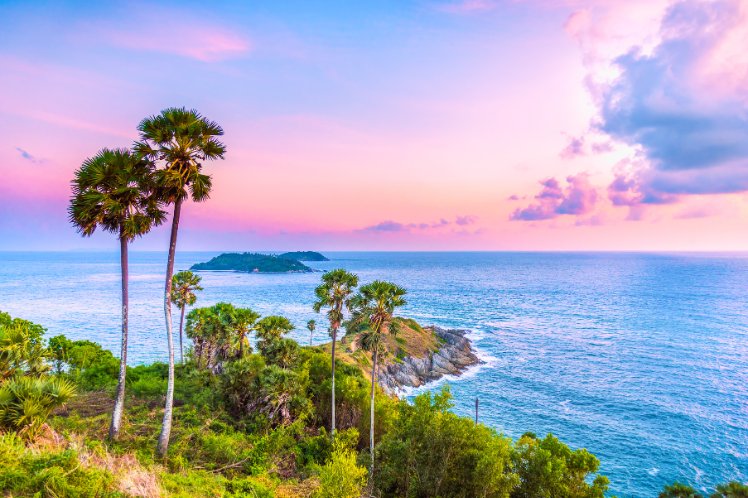 Scenic view of a tropical coastline in Phuket, Thailand
