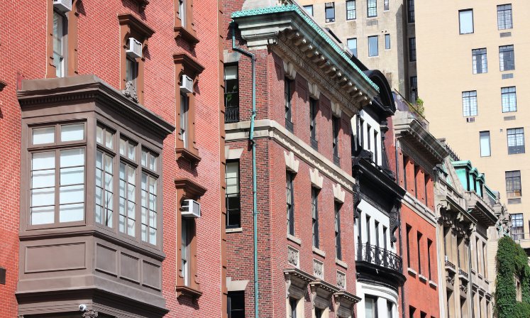Red Building in East Side of Upper Manhattan, New York