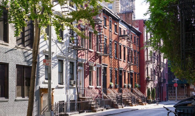 Sunshine on the Street in Greenwich Village New York City