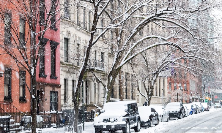 Winter scene in the East Village of Manhattan New York City