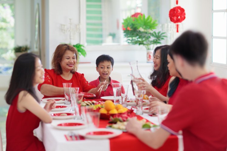 happy feeling eating during chinese new year 2025 singapore