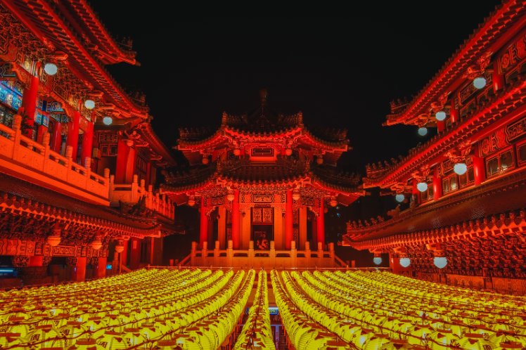 temple decorated during chinese new year