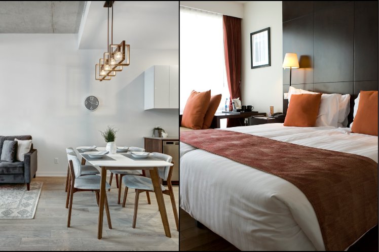 image of serviced apartment and hotel room