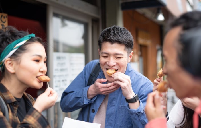 People eating in Hong Kong