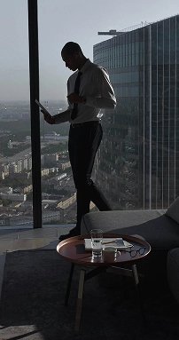 Corporate serviced apartment living room in London