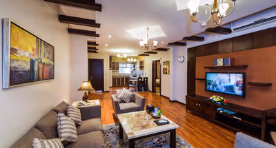 Living area at Al Ihssa Street Serviced Apartment