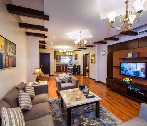 Living area at Al Ihssa Street Serviced Apartment