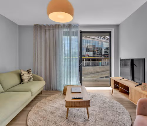 Living area at Olympic Way Apartment in Wembley Park by MySquare