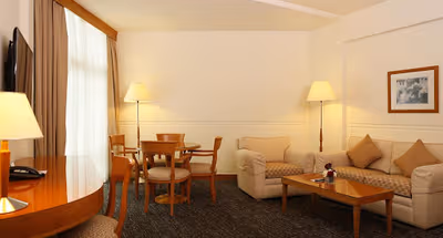 Bright living area at Port Saeed Serviced Apartments, Deira