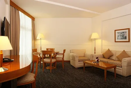 Bright living area at Port Saeed Serviced Apartments, Deira