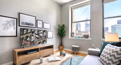 living space at West Street Furnished Apartment, Financial district