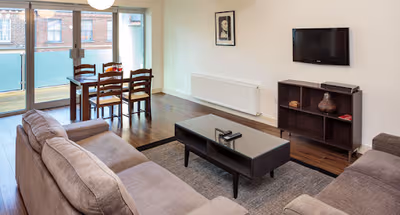 Living area at Grattan Street Apartment
