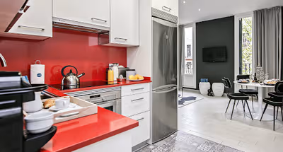 Full kitchen at Carrer de Sants Serviced Apartments