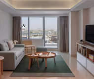 Living area at Dubai Internet City Serviced Apartment