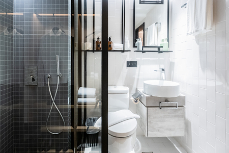 Fully furnished bathroom at Keong Saik Road Apartments