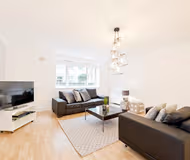 Living room at South Dock apartment