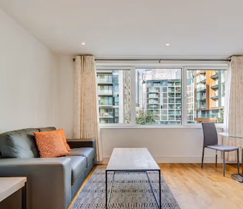Living room at Indescon Square at Canary Wharf by MySquare