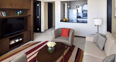 Living area at King Saud Road Apartments