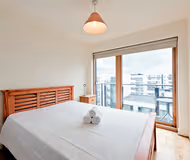 Bedroom at South Dock apartment