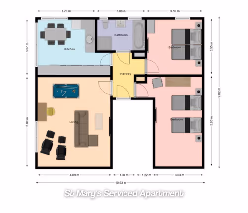 living space at St Mary's Apartment