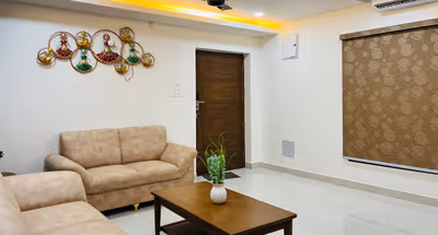 Bright living area at Ayappa Serviced Apartment