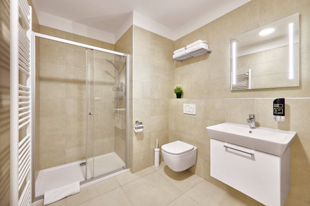 Fully bathroom in Studio apartment at DownTown Suites Rubešova