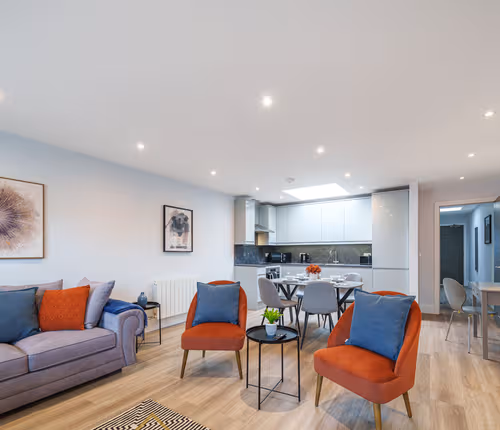 Spacious living area at Central Apartments