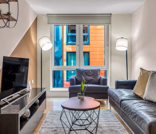 Living area at Blackfriars Apartments by MySquare