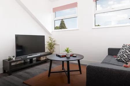 Living area at Stunning 2 Bed Apartment | Free Parking &amp; Wifi
