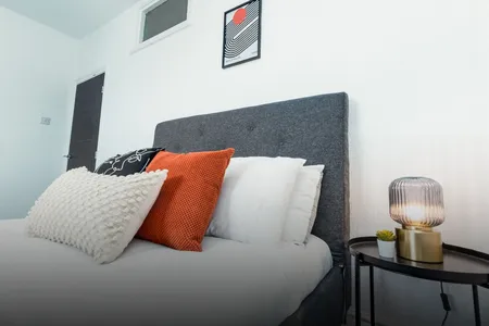 Bedroom at Stunning 2 Bed Apartment | Free Parking &amp; Wifi