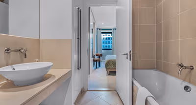 Bathroom at Discovery Dock East at Canary Wharf by MySquare