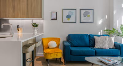 Living area at Liverpool Street Apartments by MySquare