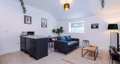 Living room at Apex House Apartments