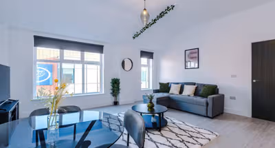 Living room at Apex House Apartments