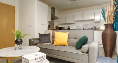 Living area at Places to Stay apartment