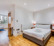 Luxury bedroom at Indescon Square at Canary Wharf by MySquare