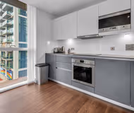 Fully equipped kitchen in 2 bed at Maine Tower at Canary Wharf by MySquare